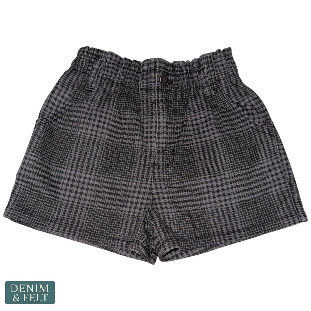 Love Fire Girls Plaid Shorts Gray/Black Size‎ S Elastic Waist Pockets Casual